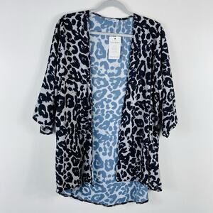 PINKMSTYLE Top Small Animal Print Topper Cardigan 3/4 Sleeve